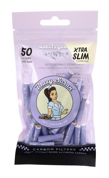 PURIZE Aktivkohlefilter, XTRA Slim "Blazy Susan" PURPLE, ø 5,9mm, 50er Packung